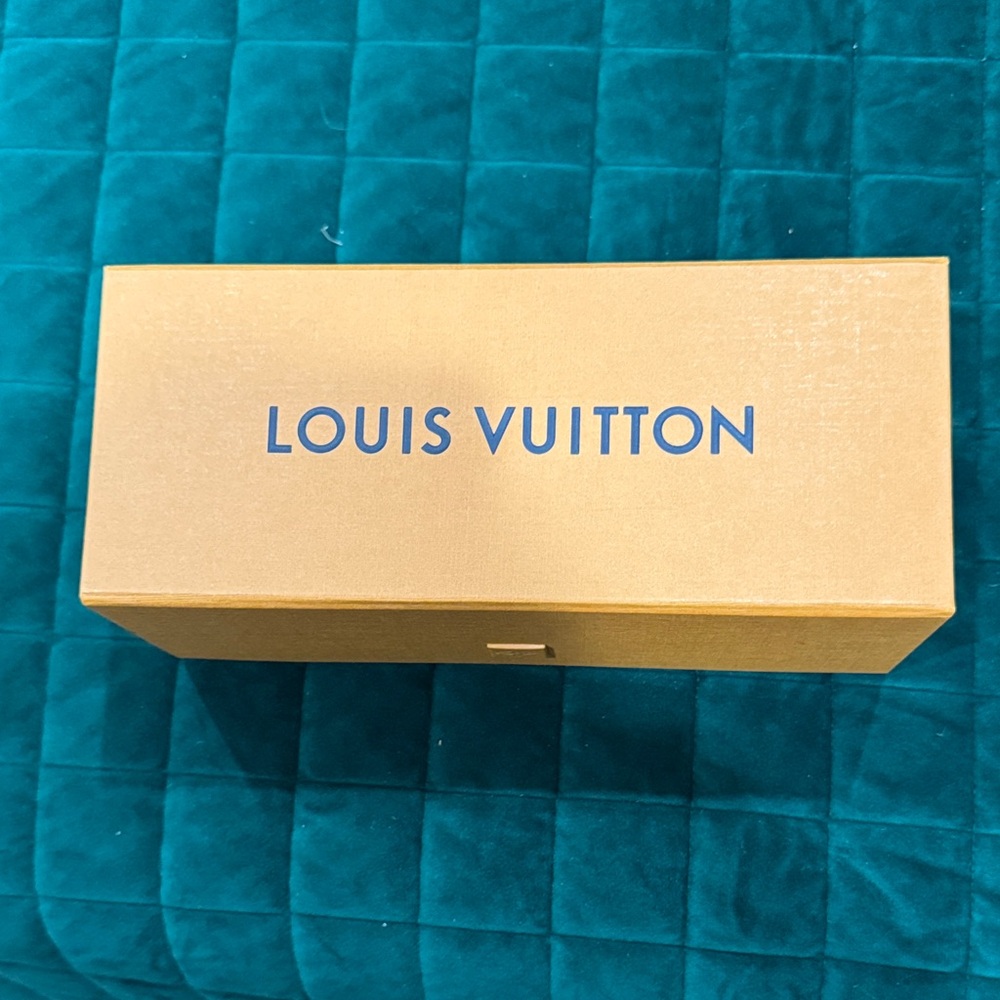 Louis Vuitton Gold Box with Blue Lettering